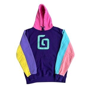 Karl Jacobs Multicolor Block Hoodie Men's Medium Purple Pink Blue Yellow Retro